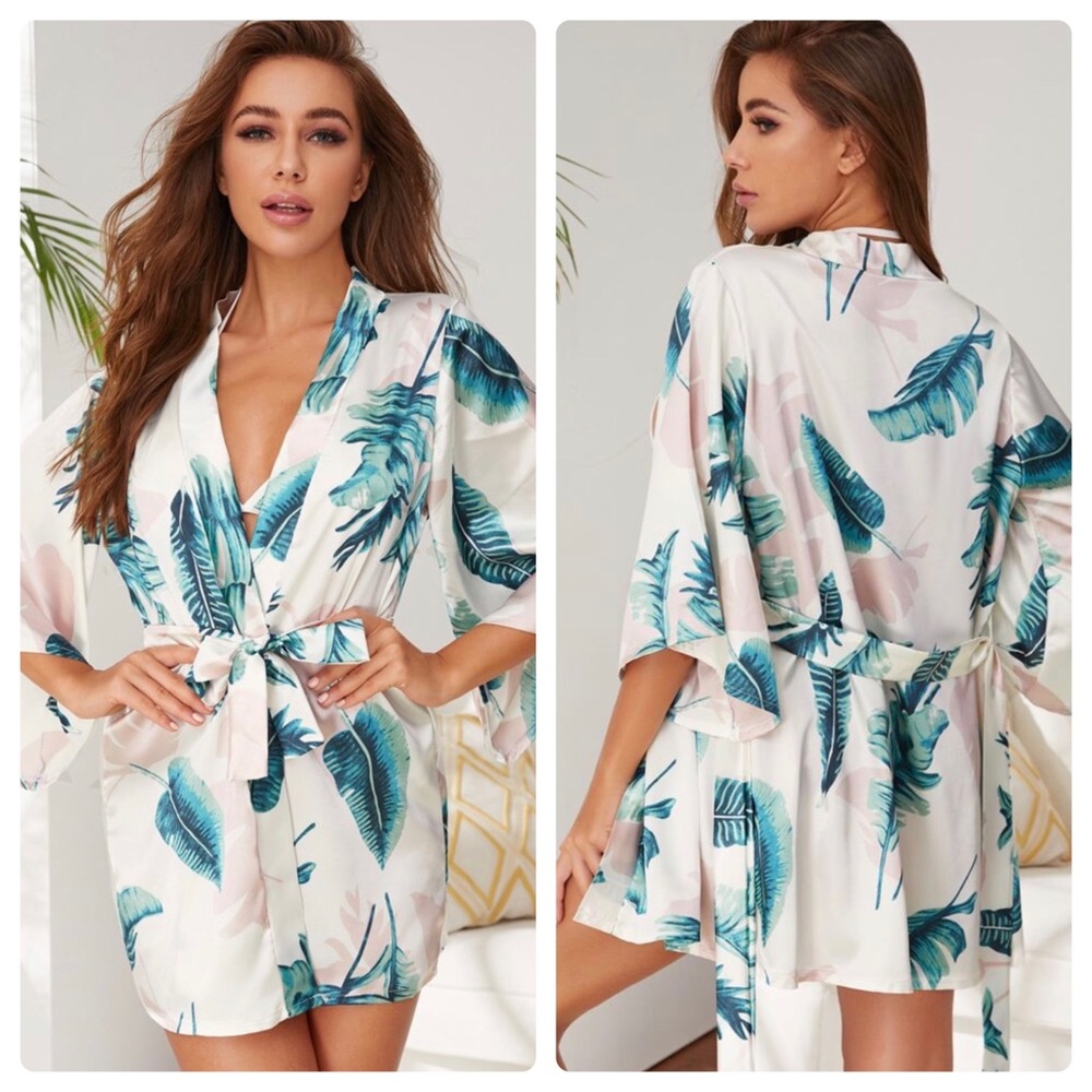 New Tropical Satin Lingerie Set